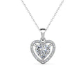 18K White Gold Plated Heart Pendant Necklace for Women – Hypoallergenic Simulated Diamond Halo Crystal Necklace with Adjustable 16–18" Chain & Luxury Gift Box