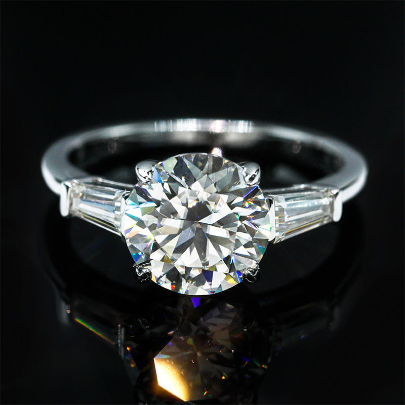 Luxury 100-Facet Diamonique Ring – 4 Carat Total Weight, Platinum Clad, Hyper-Realistic Diamond Look