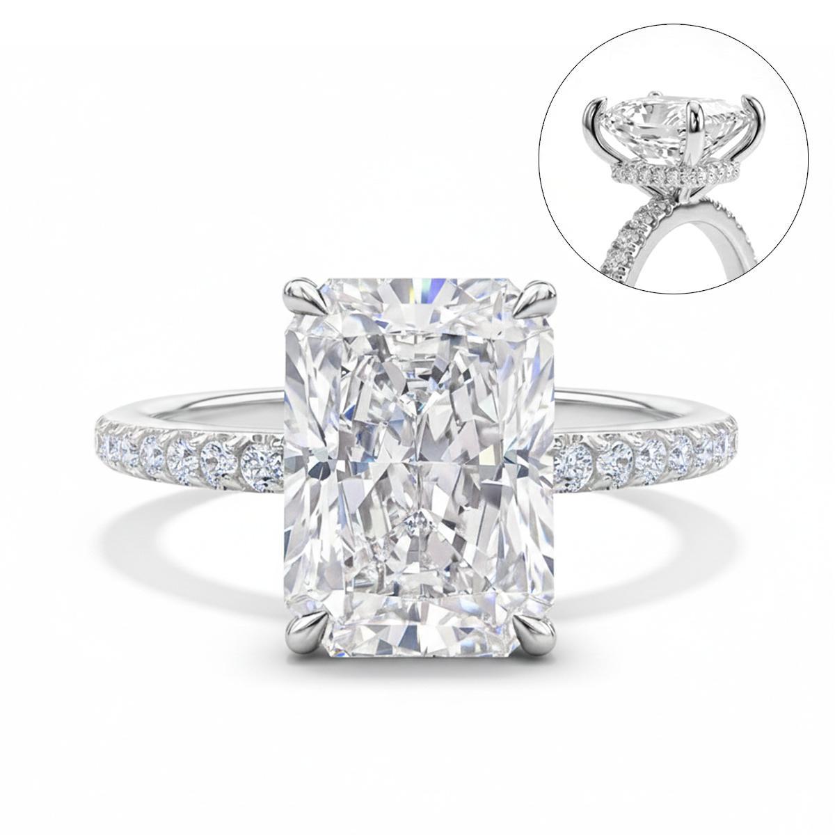 Dazzling VVS1 Moissanite Ring – Rare Radiant Cut, 925 Silver Women's Ring with Maximum Brilliance