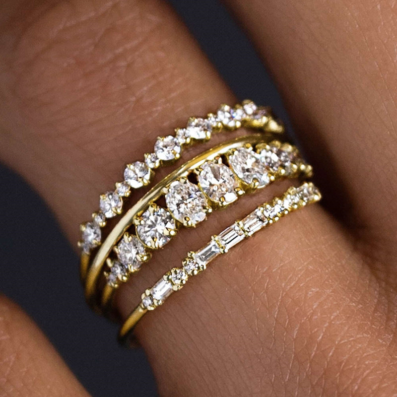 14K Gold Plated CZ Stackable Ring Set for Women – Minimalist Layering Rings, Budget-Friendly Fashion Jewelry