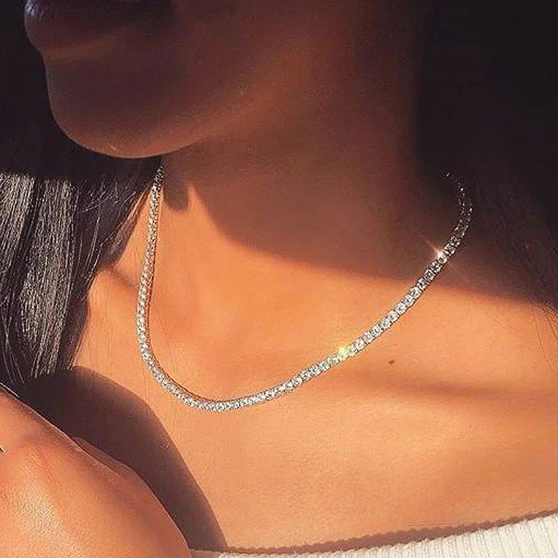Tennis Necklace for Women – 14K Gold Plated Pear-Shaped CZ Pendant on Flexible Tennis Chain – Luxury K-Gold Jewelry