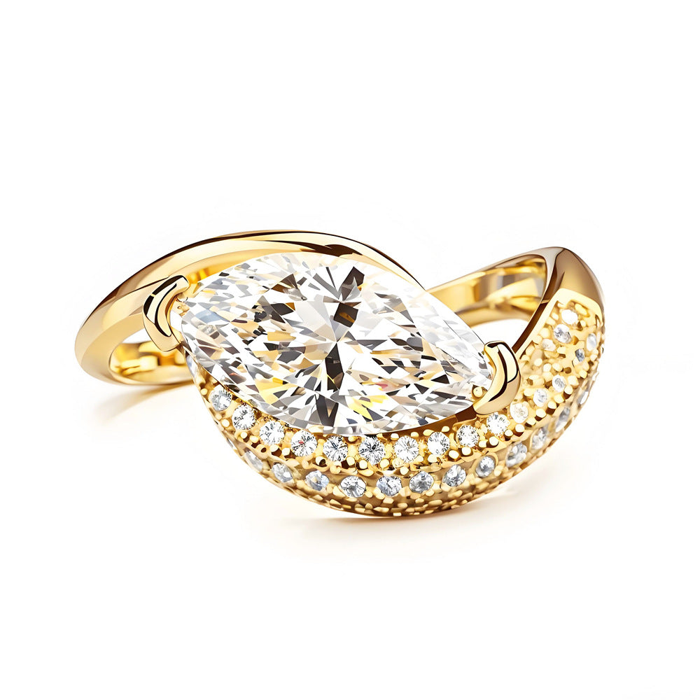 2ct CHAMPAGNE-YELLOW Lab Grown Diamond Marquise Rapture Ring