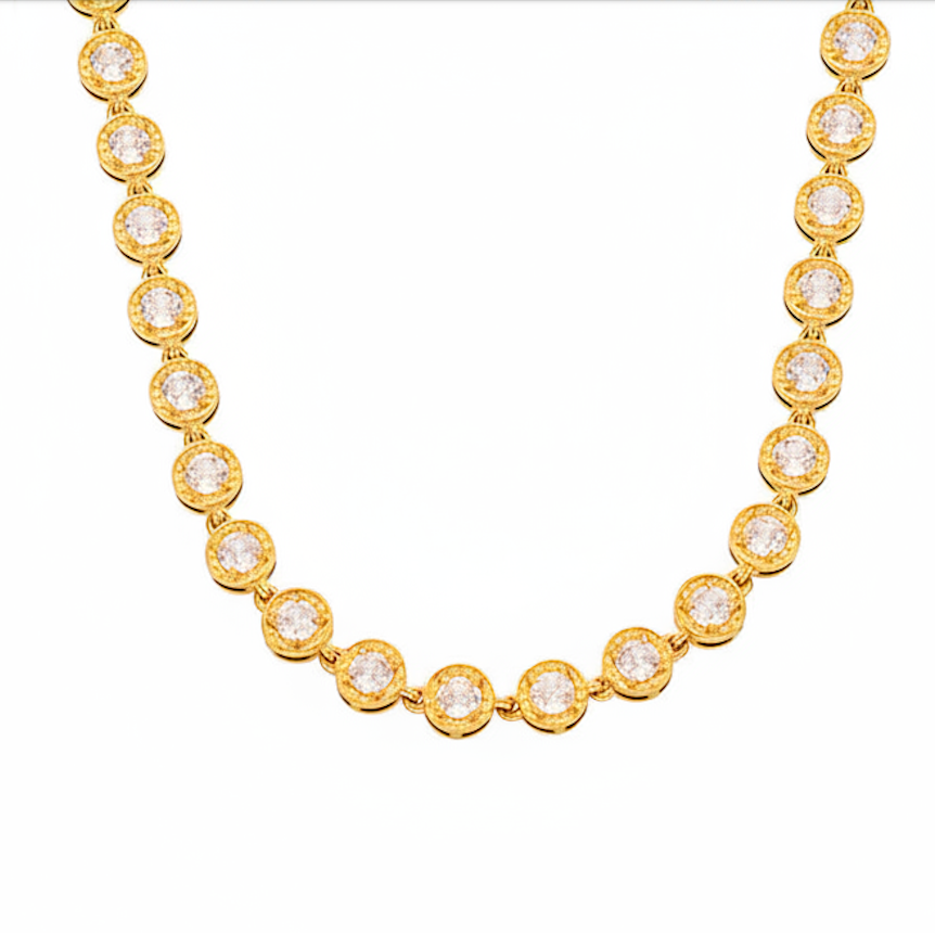 Tennis Necklace for Women – Luxury CZ Bezel Set Platinum/K-Gold Necklace, Timeless Sparkle & Versatile Style