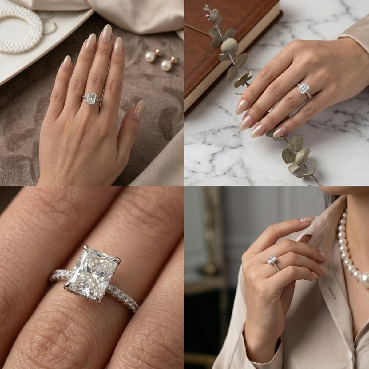 Dazzling VVS1 Moissanite Ring – Rare Radiant Cut, 925 Silver Women's Ring with Maximum Brilliance