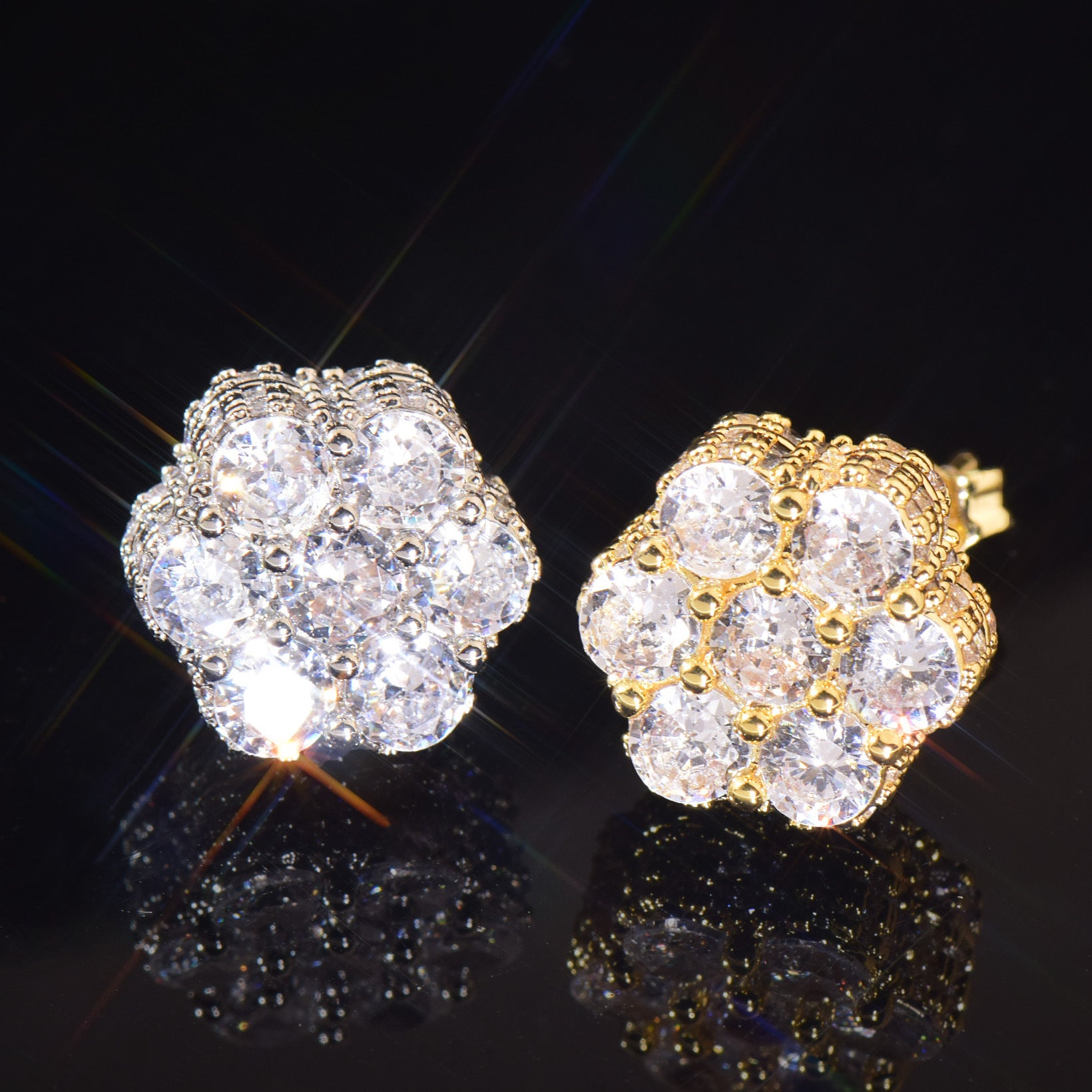 D-Color VVS Moissanite Flower Studs – Premium Synthetic Gemstone Cluster Earrings for Women, Elegant Gift Ready