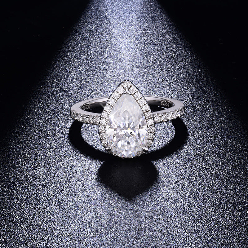 Pear Cut Moissanite Ring 925 Sterling Silver – Elegant Engagement & Anniversary Gift for Her