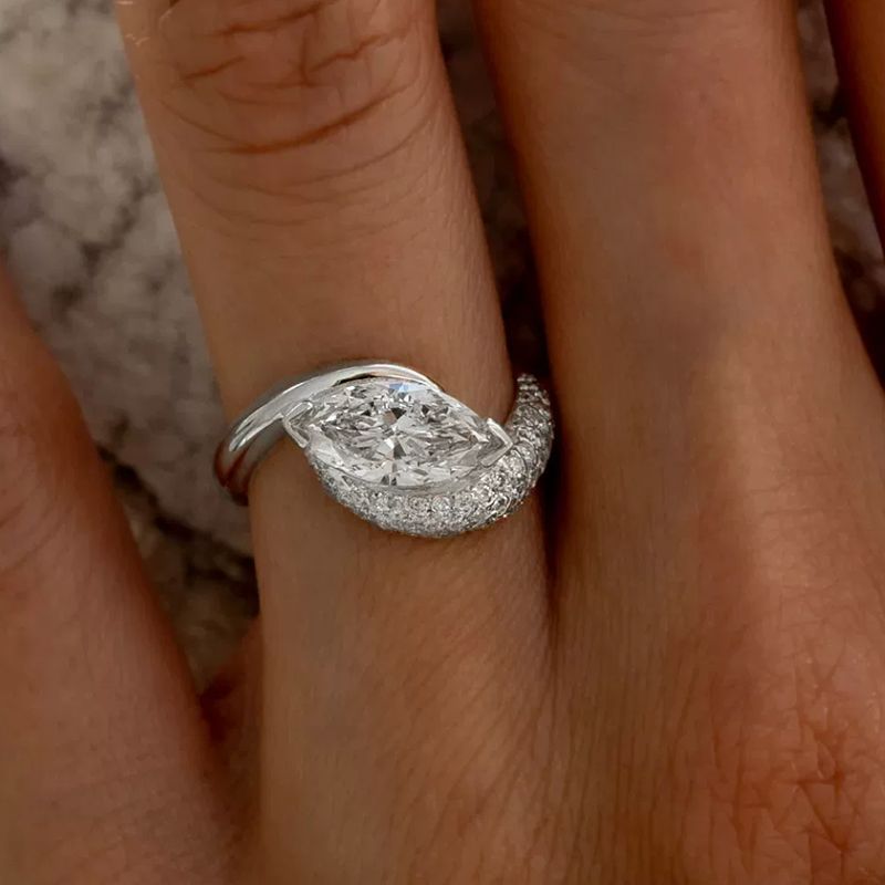 2ct CHAMPAGNE-YELLOW Lab Grown Diamond Marquise Rapture Ring