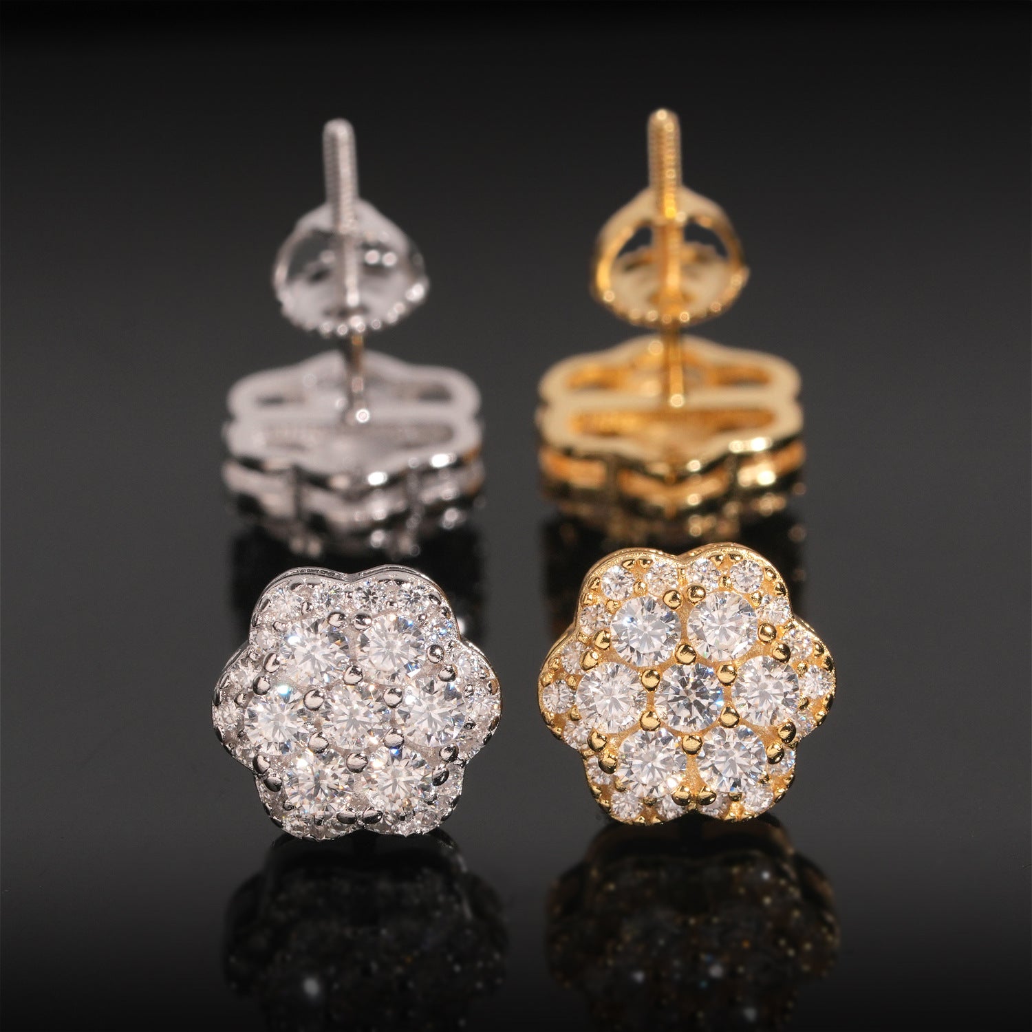 D-Color VVS Moissanite Flower Studs – Premium Synthetic Gemstone Cluster Earrings for Women, Elegant Gift Ready