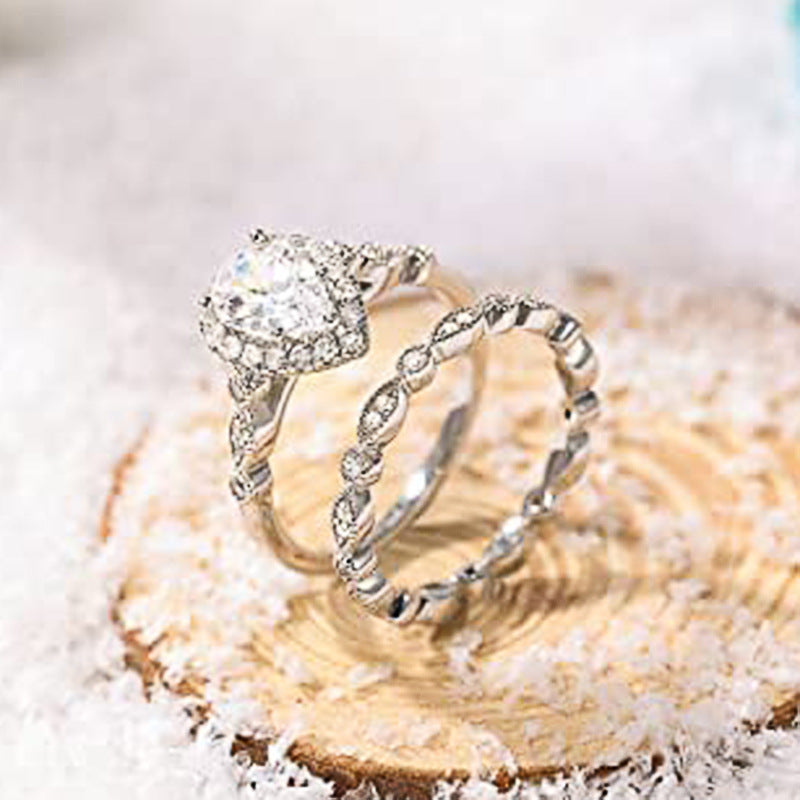 1.25CT Vintage Pear Cut Bridal Ring Set – 925 Sterling Silver Luxury Wedding Band for Women (Marquise & Teardrop Design)