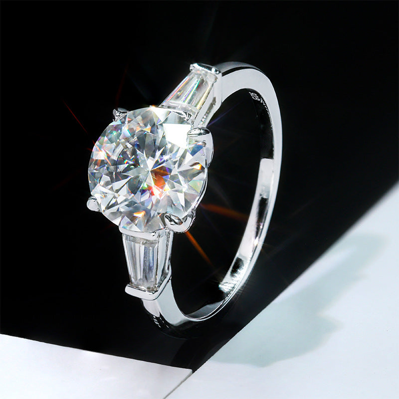 Luxury 100-Facet Diamonique Ring – 4 Carat Total Weight, Platinum Clad, Hyper-Realistic Diamond Look