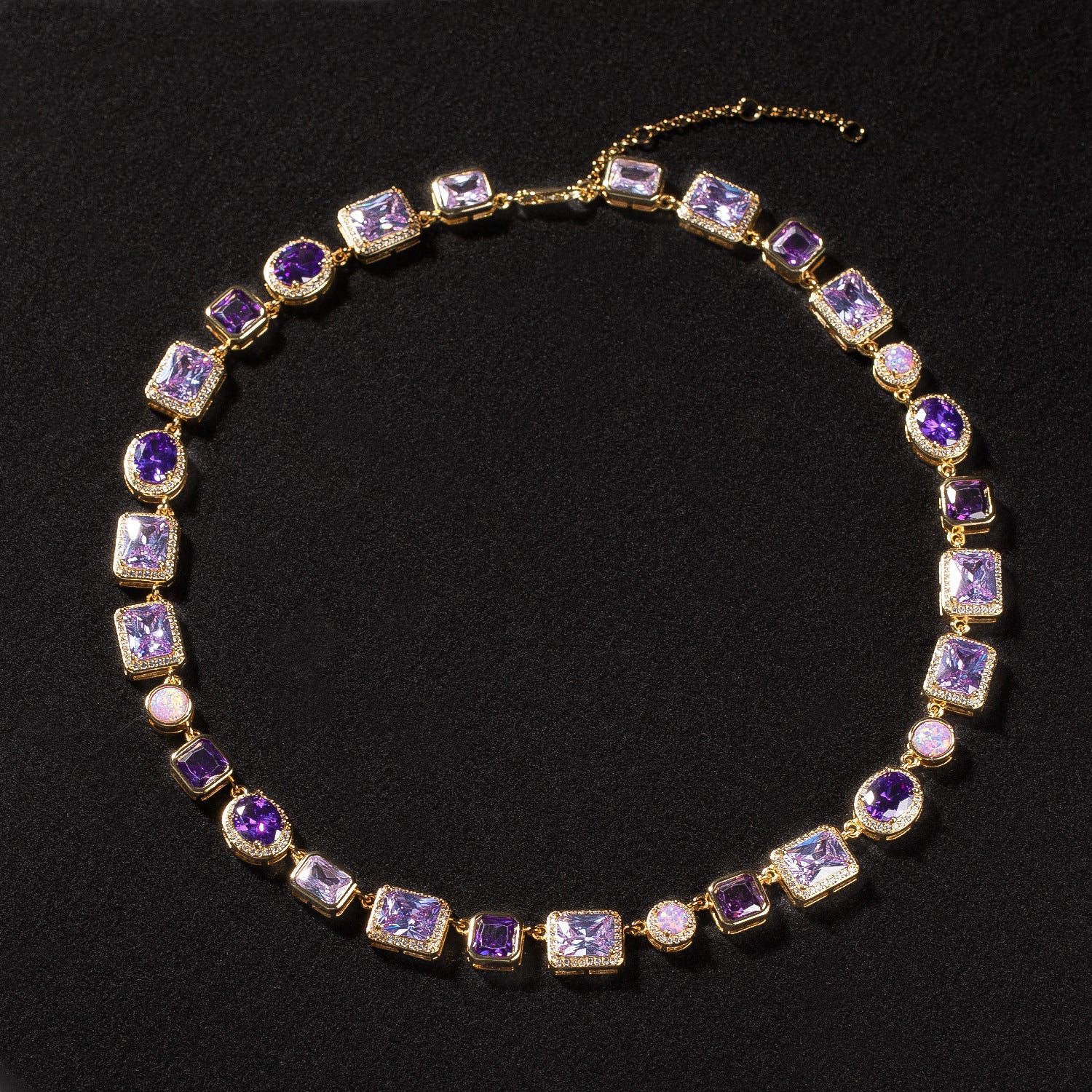 Trendy K-Gold Gemstone Necklace – Amour Purple Solstice Lightweight Luxe Pendant