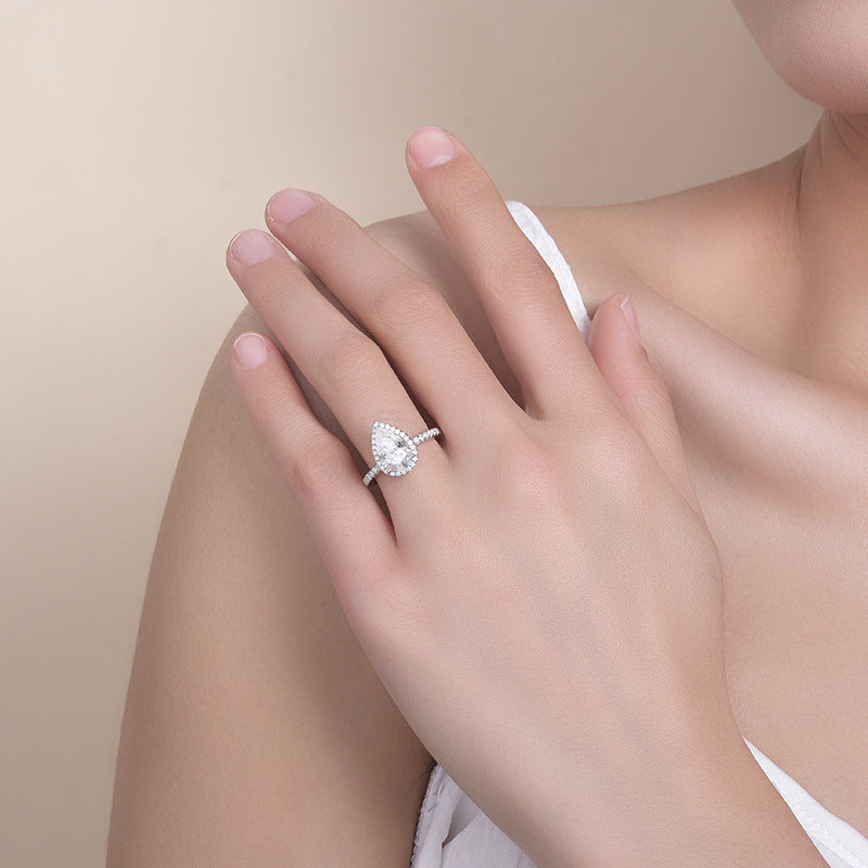 Pear Cut Moissanite Ring 925 Sterling Silver – Elegant Engagement & Anniversary Gift for Her