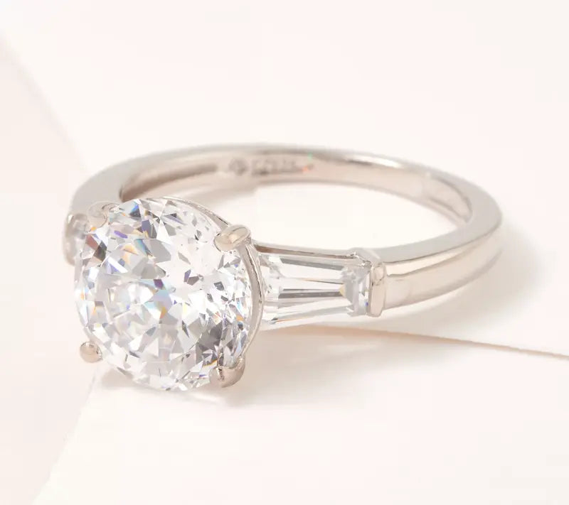 Luxury 100-Facet Diamonique Ring – 4 Carat Total Weight, Platinum Clad, Hyper-Realistic Diamond Look