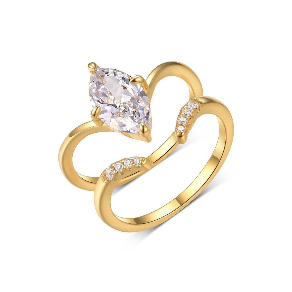 Marquise Moissanite Simple Ins Style Inlay Row Ring for Her