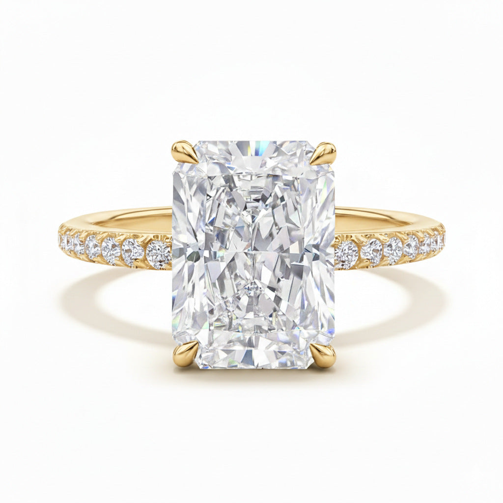 Dazzling VVS1 Moissanite Ring – Rare Radiant Cut, 925 Silver Women's Ring with Maximum Brilliance
