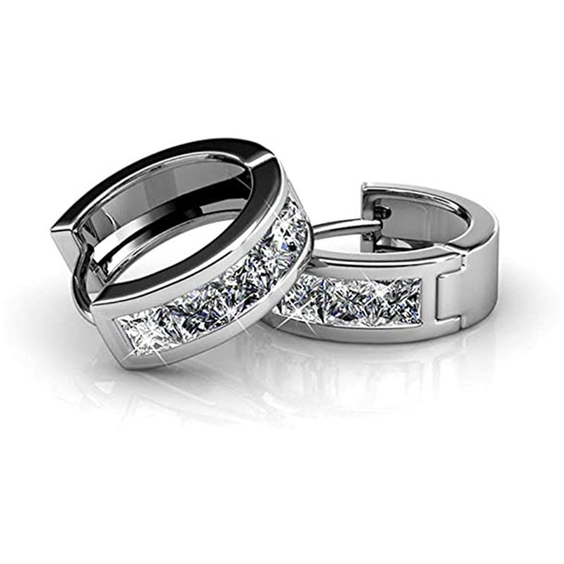 Luxury 3-Pair Huggie Earring Set – 18K Gold Plated Simulated Diamond Hoops, Hypoallergenic, Secure Lock & Premium Gift Packaging