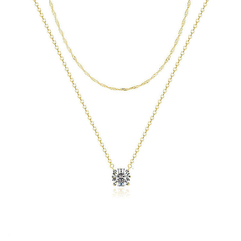 Minimalist Diamond Necklace for Her - Dainty Crystal Solitaire in Gold & Silver, Elegant Everyday Jewelry Gift