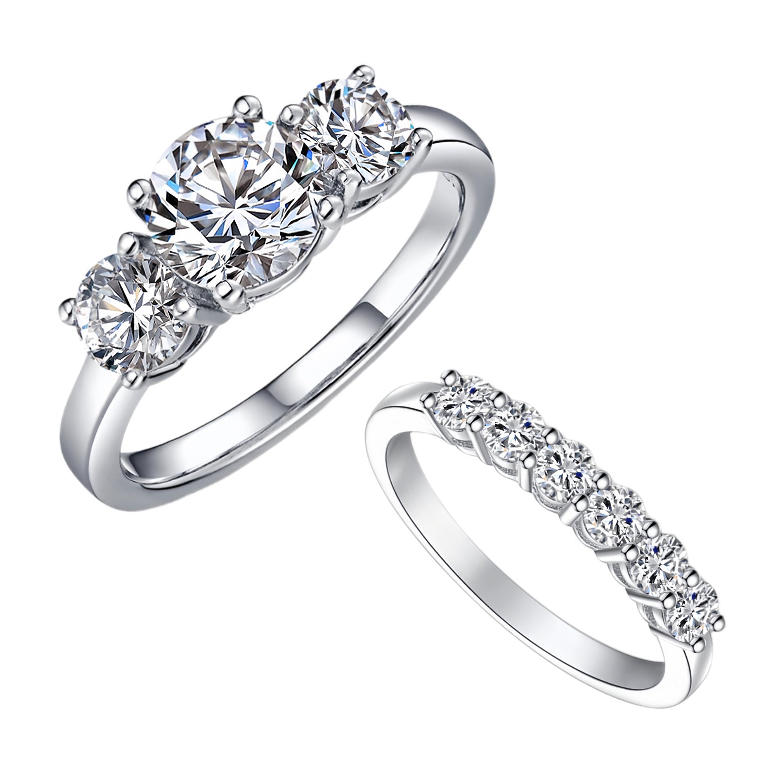 Hot-Selling Copper Moissanite Ring: Elegant Three-Stone Claw-Set Design – Perfect Fashion Jewelry Gift for Any Occasion