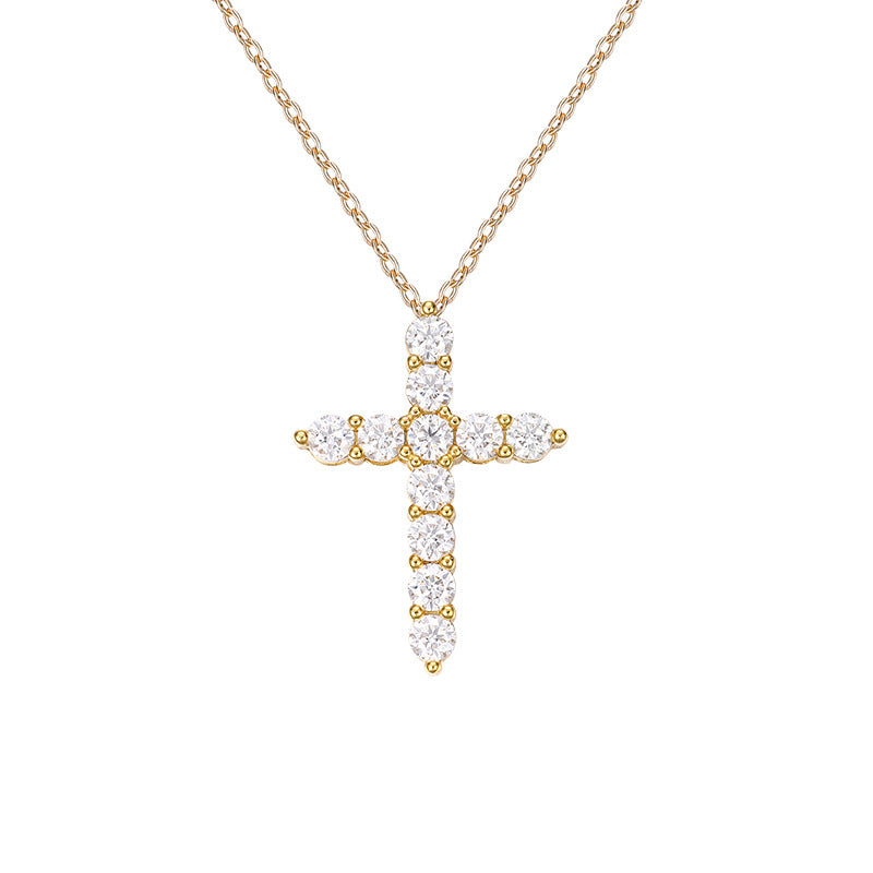 Moissanite Infinity Cross Necklace - Platinum/K-Gold Luxury Pendant with Sparkling Lab-Grown Gemstone