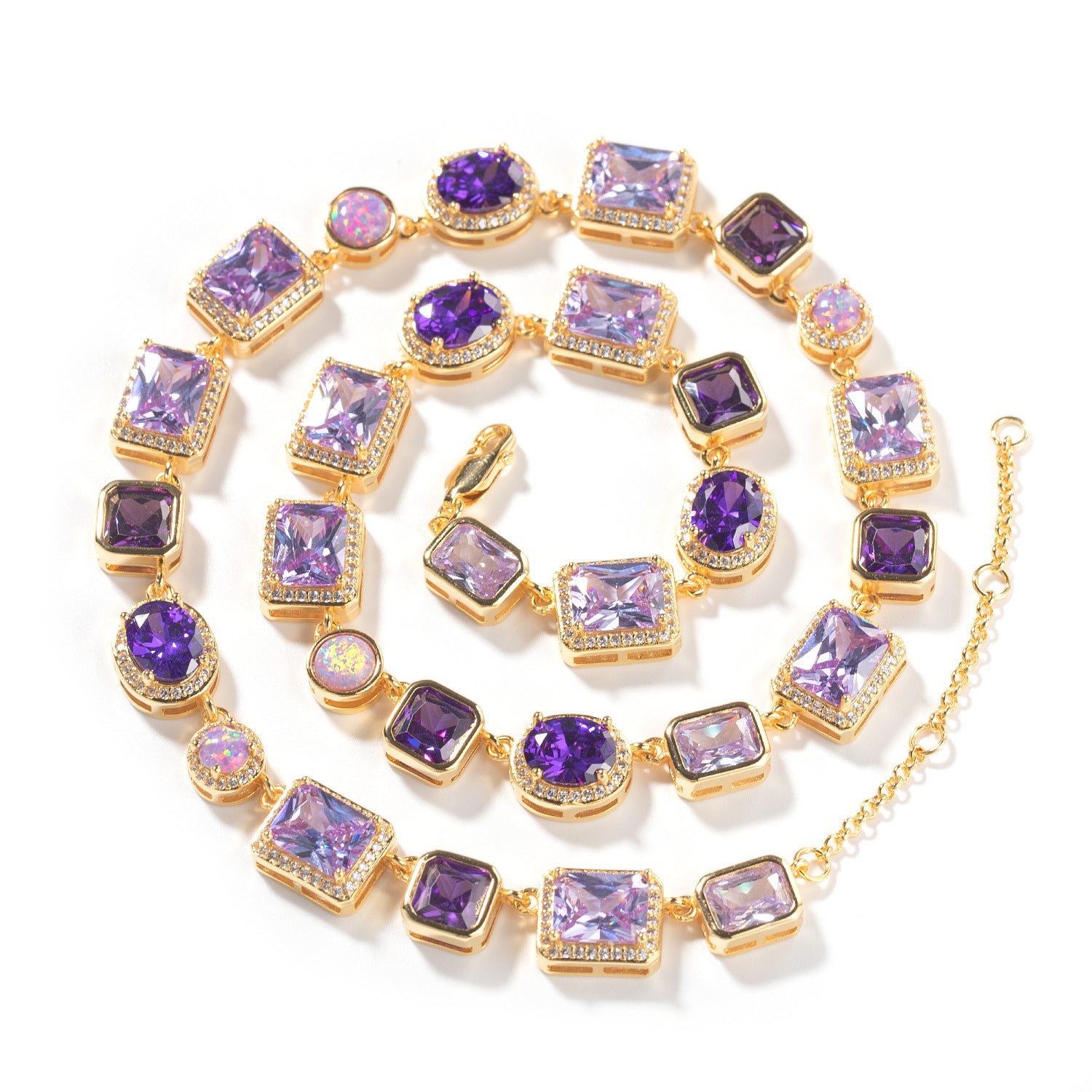 Trendy K-Gold Gemstone Necklace – Amour Purple Solstice Lightweight Luxe Pendant