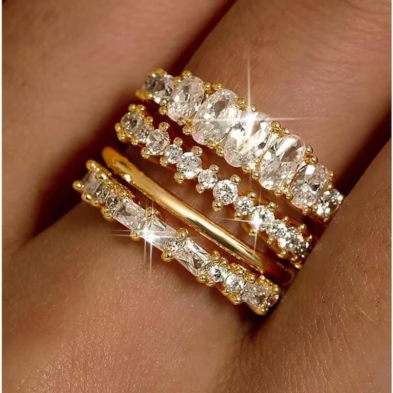 14K Gold Plated CZ Stackable Ring Set for Women – Minimalist Layering Rings, Budget-Friendly Fashion Jewelry
