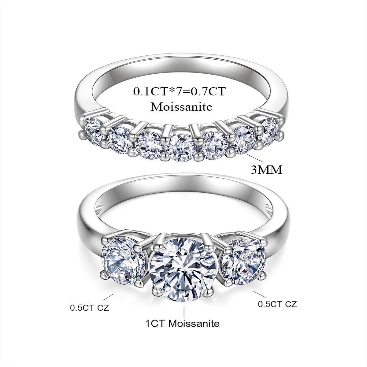 Hot-Selling Copper Moissanite Ring: Elegant Three-Stone Claw-Set Design – Perfect Fashion Jewelry Gift for Any Occasion