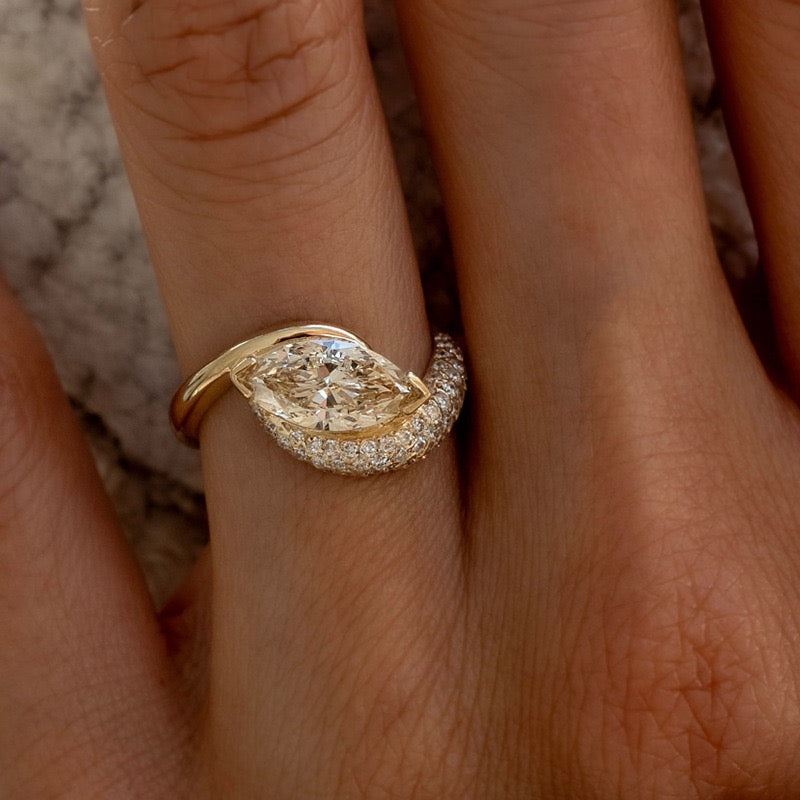 2ct CHAMPAGNE-YELLOW Lab Grown Diamond Marquise Rapture Ring