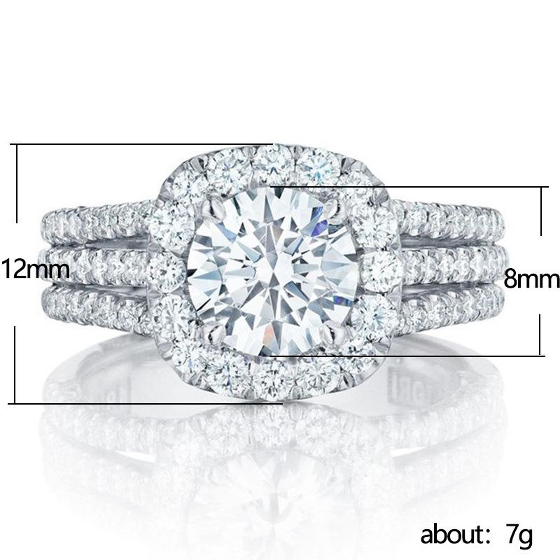 Trendy Full-Pavé Triple-Row Ring – Elegant & Bold Women's Fashion Jewelry with Dazzling Shine & Luxury Finish