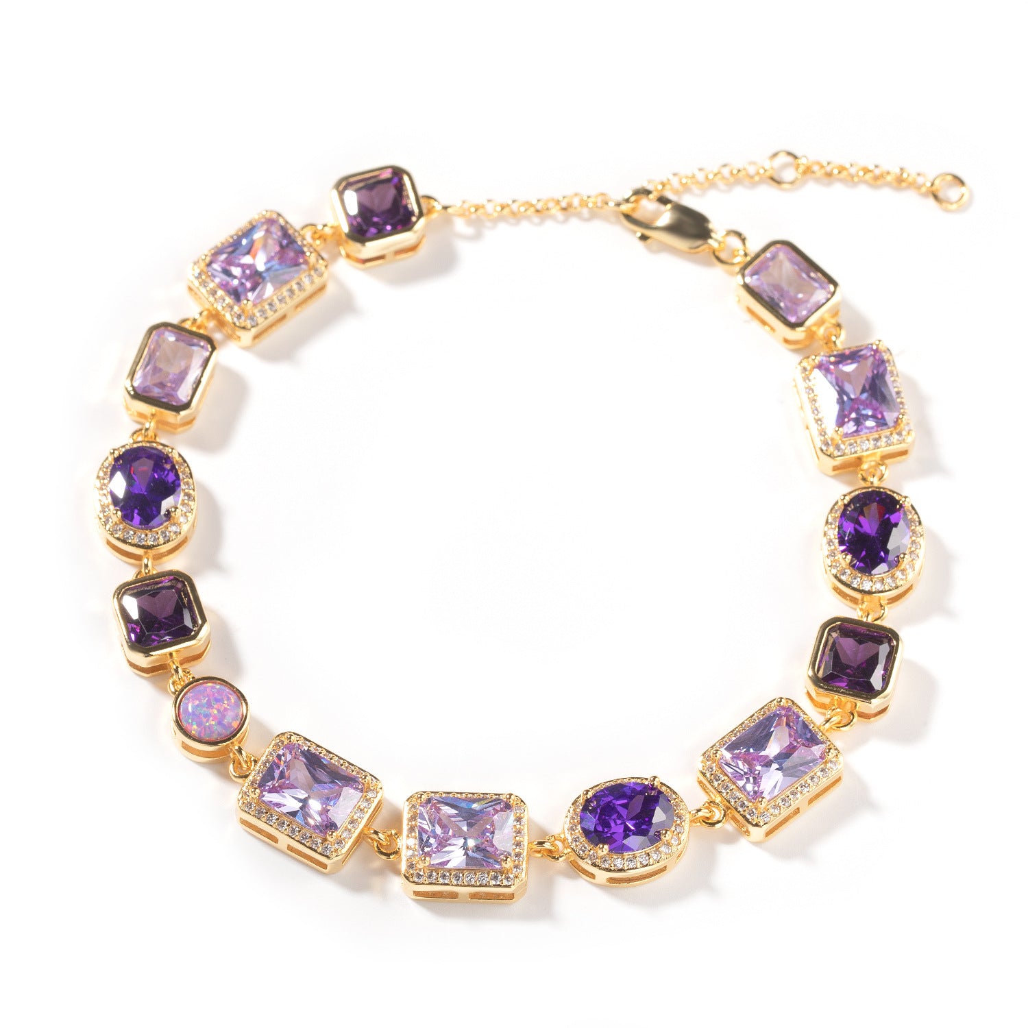 Trendy K-Gold Gemstone Necklace – Amour Purple Solstice Lightweight Luxe Pendant