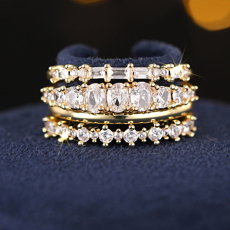 14K Gold Plated CZ Stackable Ring Set for Women – Minimalist Layering Rings, Budget-Friendly Fashion Jewelry