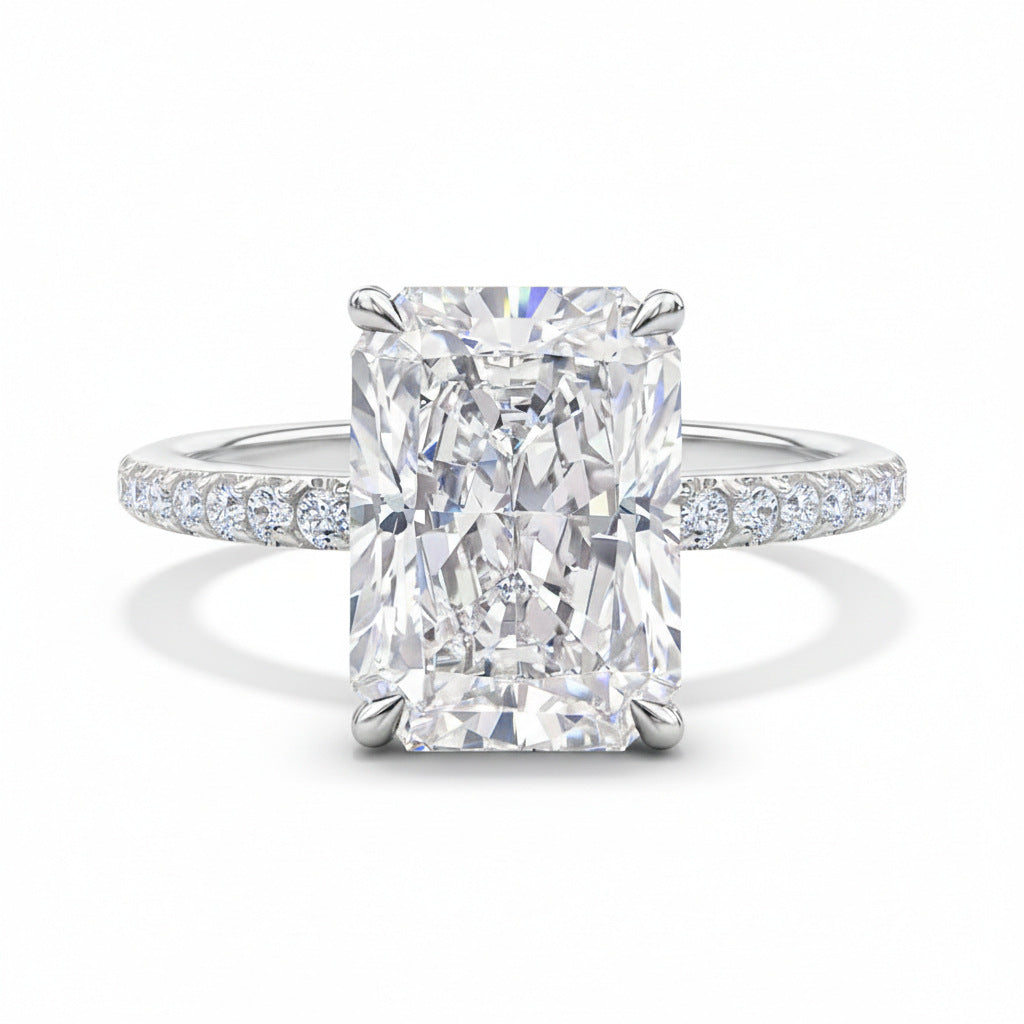 Dazzling VVS1 Moissanite Ring – Rare Radiant Cut, 925 Silver Women's Ring with Maximum Brilliance