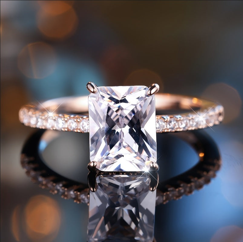 Dazzling VVS1 Moissanite Ring – Rare Radiant Cut, 925 Silver Women's Ring with Maximum Brilliance